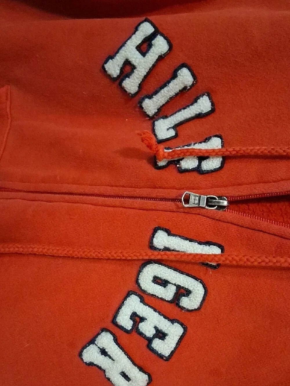 Tommy Hilfiger Kids Bright Orangish/red Zip Hoodie with Logo